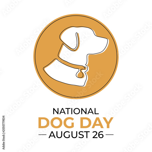 National Dog Day logo featuring a side profile dog silhouette in a clean circular badge. Banner poster, flyer and background design template.