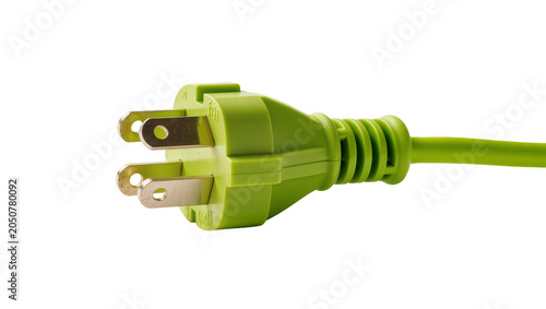 Quadro em tela Green electrical plug with metal prongs and flexible cord