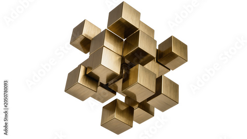Obraz na plátne Abstract metallic cubes sculpture geometric arrangement