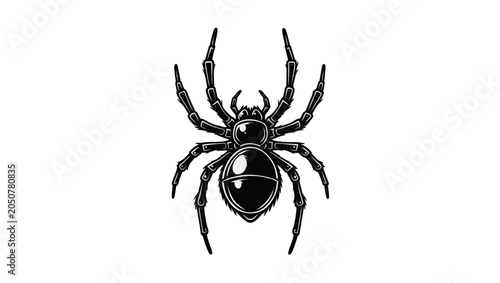 Foto Black spider with eight legs and segmented body