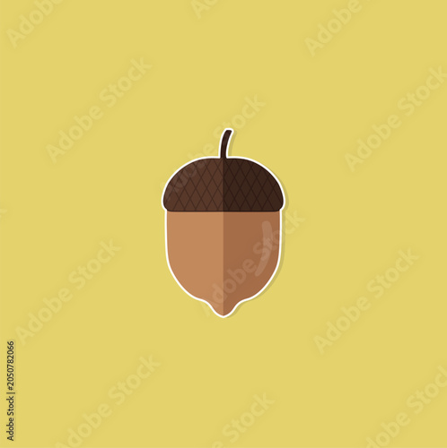 Autumn Acorn Sticker Vector for Thanksgiving and Fall Season