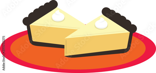 Vector Illustration of Two Pumpkin Pie Slices on a Plate