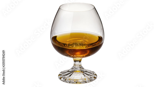Foto Brandy snifter glass filled with amber liquid