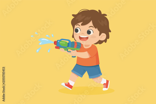 Summer Kids Water Gun Illustration
