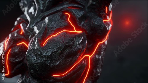 Dark Futuristic Warrior with Glowing Red Energy Lines.