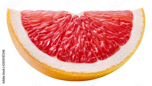 Schilderij op canvas Grapefruit slice with juicy red pulp and white pith