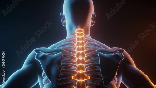Human Anatomy Spine and Rib Cage Medical Visualization.