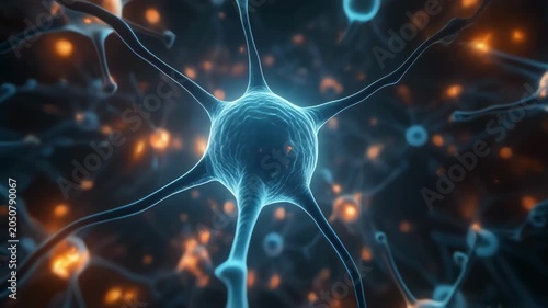 Abstract Neural Network Connections Glowing in Digital Space.