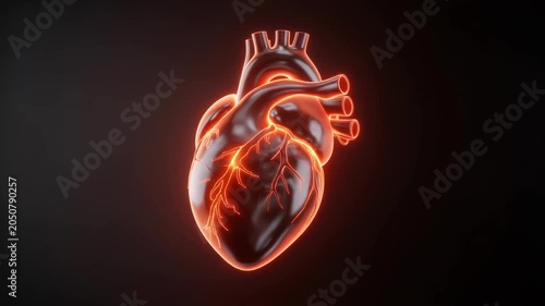 Glowing Human Heart Anatomy Medical Science Animation.