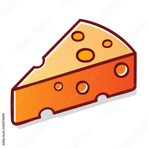 Flat design wedge of cheese with holes