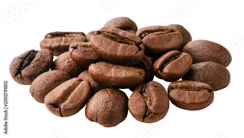 Photos Pile of roasted coffee beans with rich brown color and textured surface