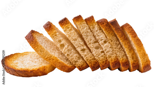 Canvas Print Toasted bread slices crusty golden brown, porous texture