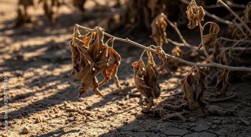 Dying Brittle Desert Scrub Plant in Arid Conditions
