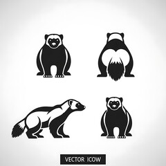 Four cow silhouettes in different poses vector illustration.