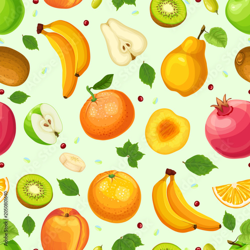 Fresh Healthy Fruit Mix Seamless Pattern