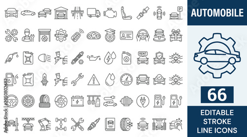 Canvastavla Automobile icon set