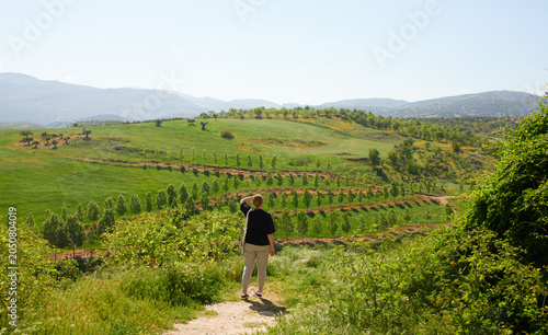 A woman in the landscape surrounding Ronda, Spain