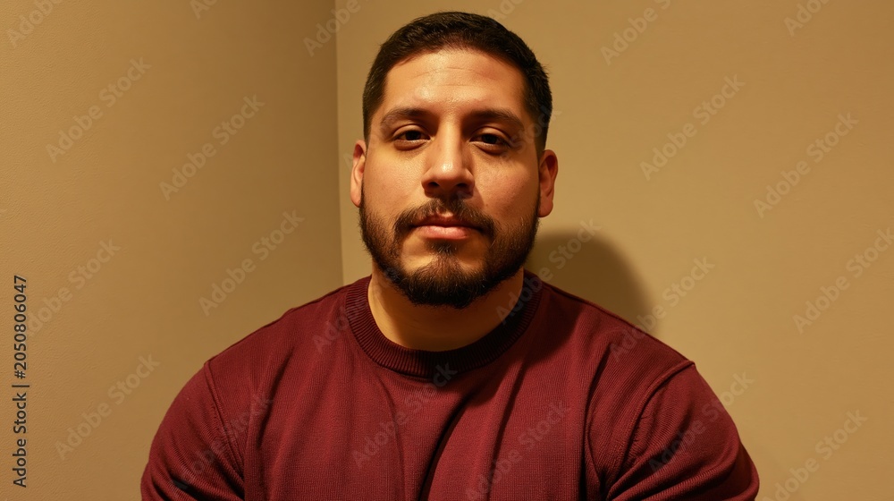 Obraz premium Middle Manager Burnout Young Mexican Plus Size Man Worried
