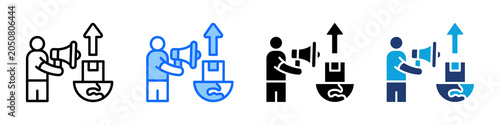 Schilderij op canvas Export Promotion Icon Set Multi Style Vector Illustration