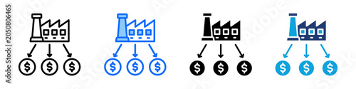 Foto Industry Diversification Icon Set Multi Style Vector Illustration