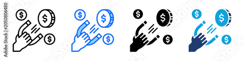 Foto Investment Attraction Icon Set Multi Style Vector Illustration