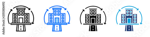 Canvas Print Urban Renewal Icon Set Multi Style Vector Illustration