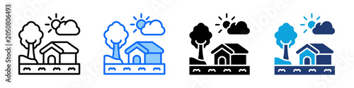 Tableau sur toile Rural Revitalization Icon Set Multi Style Vector Illustration