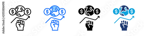 Economic Empowerment Icon Set Multi Style Vector Illustration