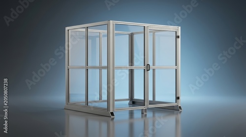 Industrial Safety Enclosure 3D Render, Full Machine Guarding System, Protective Automation Cage, Hazard Containment Structure, Industrial Protection Booth