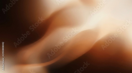 Brown smoky background with abstract soft waves and gradients of dark chocolate, beige, and tan tones. Subtle grainy texture creates a modern, warm, minimalist digital art piece.