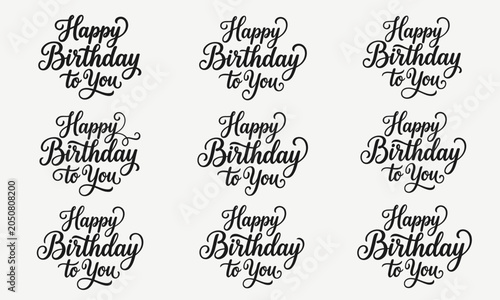 Photography Happy birthday to you calligraphy stickers
