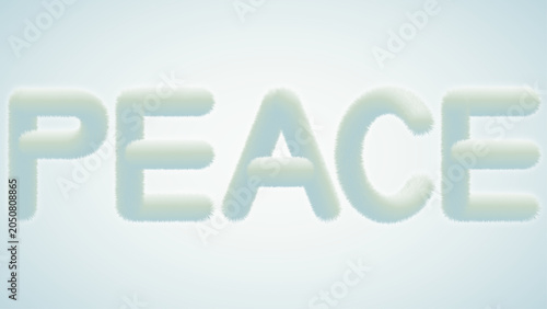 Peace Furry Text Effect with Soft Fluffy Texture and Calm Blue Gradient Background