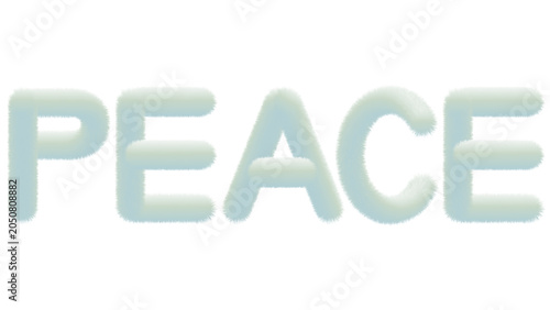 PEACE Word Made of Soft Fur Texture with Serene Pastel Gradient Colors