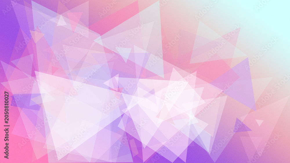 Fototapeta premium Abstract geometric triangle shapes in a soft pink and purple gradient background, dreamy and modern, ideal for branding, banners, and design layouts.