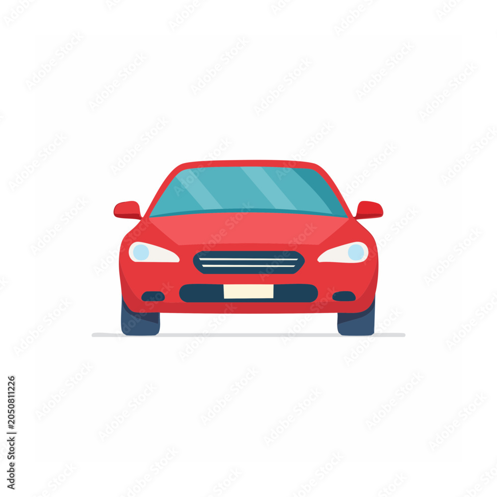 Fototapeta premium Flat design illustration of a red car front view