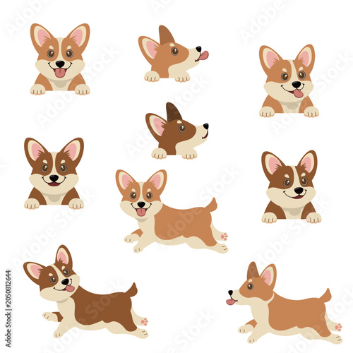 A collection of simple and cute dog images.,