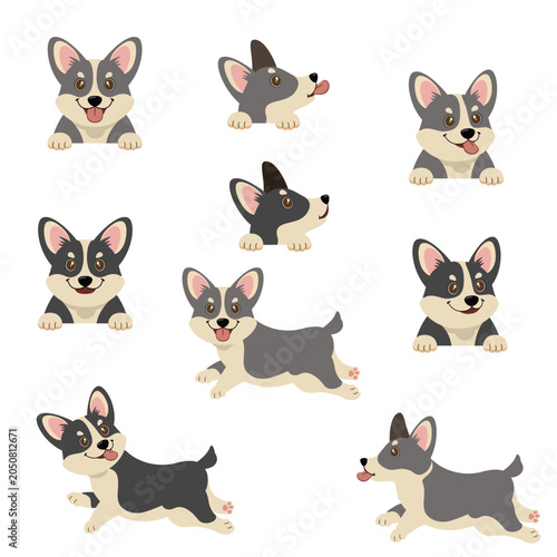 A collection of simple and cute dog images.,