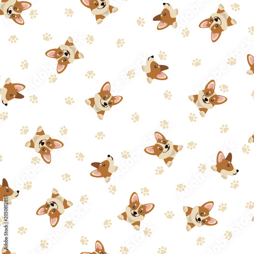 Simple and cute seamless dog pattern,