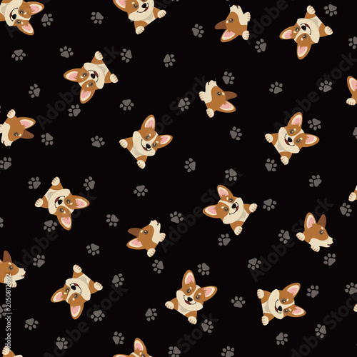 Simple and cute seamless dog pattern,
