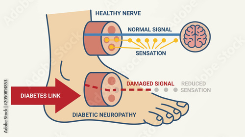 Photos Diabetic Neuropathy Nerve Damage Foot Sensation Illustration