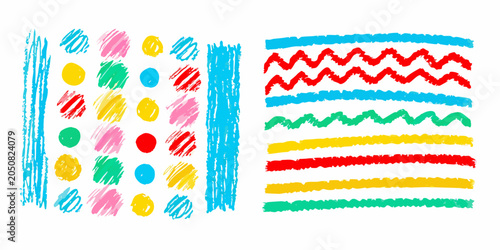 Tableau sur toile Colorful hand drawn scribbles and lines on a white background