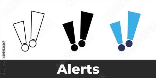 Fotografía Exclamation Mark Icon Set for Alerts, Notifications, Warnings, Error Messages, S