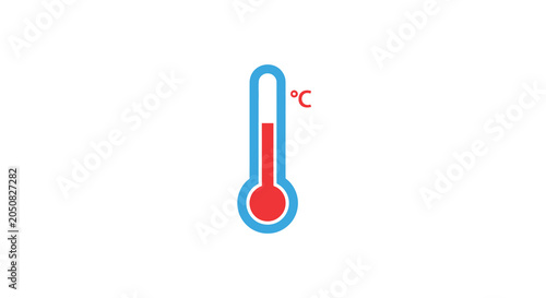 Thermometer Icon With Celsius Scale Flat Vector Illustration On White Background