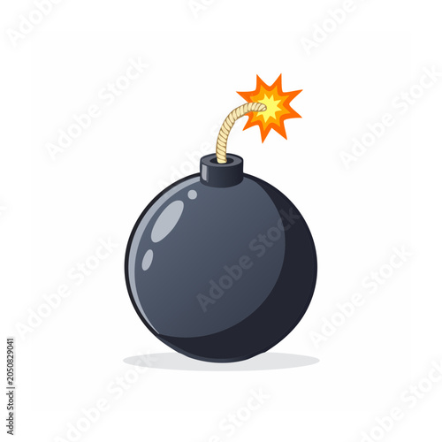 Cartoon bomb with lit fuse and explosion