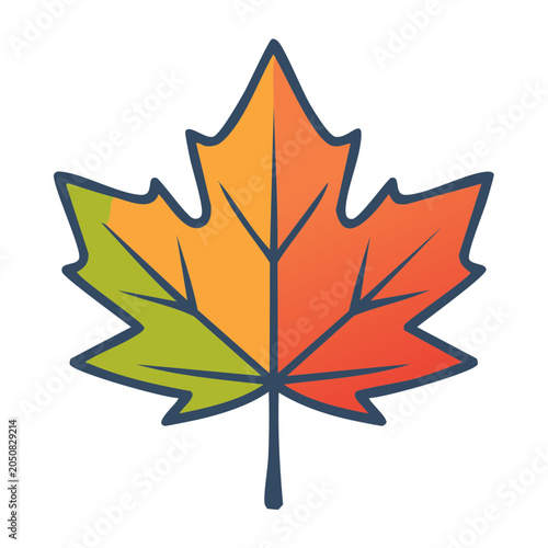 Flat design maple leaf icon in autumn colors