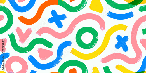 Colorful wave pattern with hand painted brushstrokes on a white background