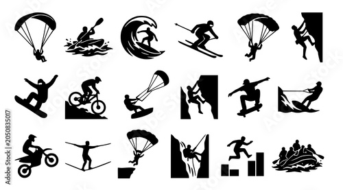 Photography Collection of extreme sports icons and silhouettes for design and editorial use