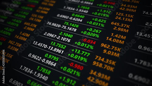 Photos Futuristic financial report market table performance dashboard with rising stock