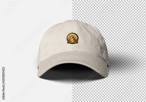 Fully Editable Blank Cap Mockup Isolated on White with Shadows
