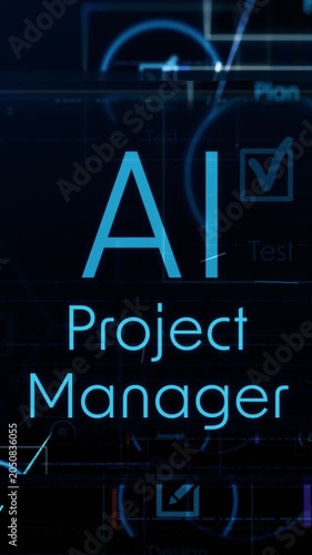 AI agent for Agile project management, AI automation workflow, project life cycle, conceptual animation (3d render) Vertical video
